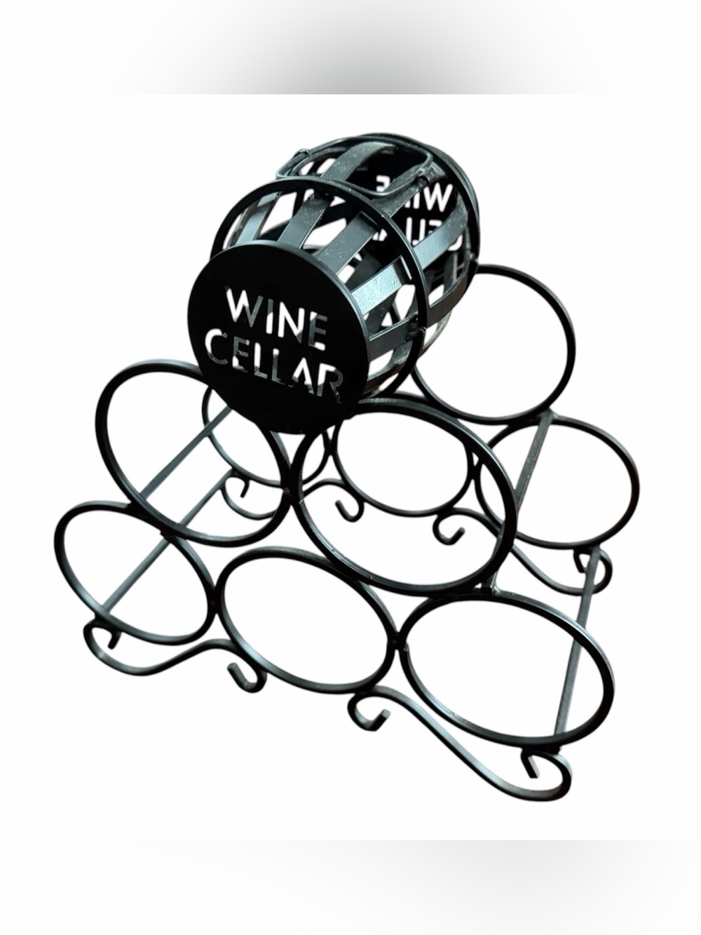 Wine Cellar Black Metal Wine Rack - 6 Bottle Tabletop Holder
